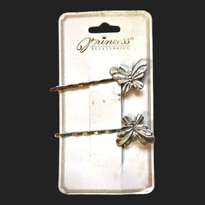 Silver Tone Butterfly Bobby Pins Princess Accessory or Craft Charm Accent